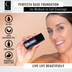 CARA Cosmetics Perfecta Base Foundation - Full Coverage Foundation Makeup, Oil Free Foundation, Light Foundation, Uneven Skin Tone & Oily Skin Foundations, BR-3: Bronze Warm Medium,30ml