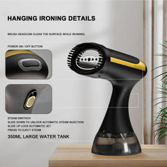 INGUNAR Portable Clothes Steamer, 1500W Handheld Garment Steamer For Clothing With Auto-Off, 300ml Water Tank, 30-Second Fast Heat-up, Fabric Wrinkles Remover Irons For Home, Travel(Black)