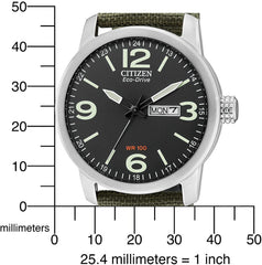 Citizen Men's Analogue Eco-Drive Watch with Nylon Strap BM8470-11EE, Black/Green, Strap