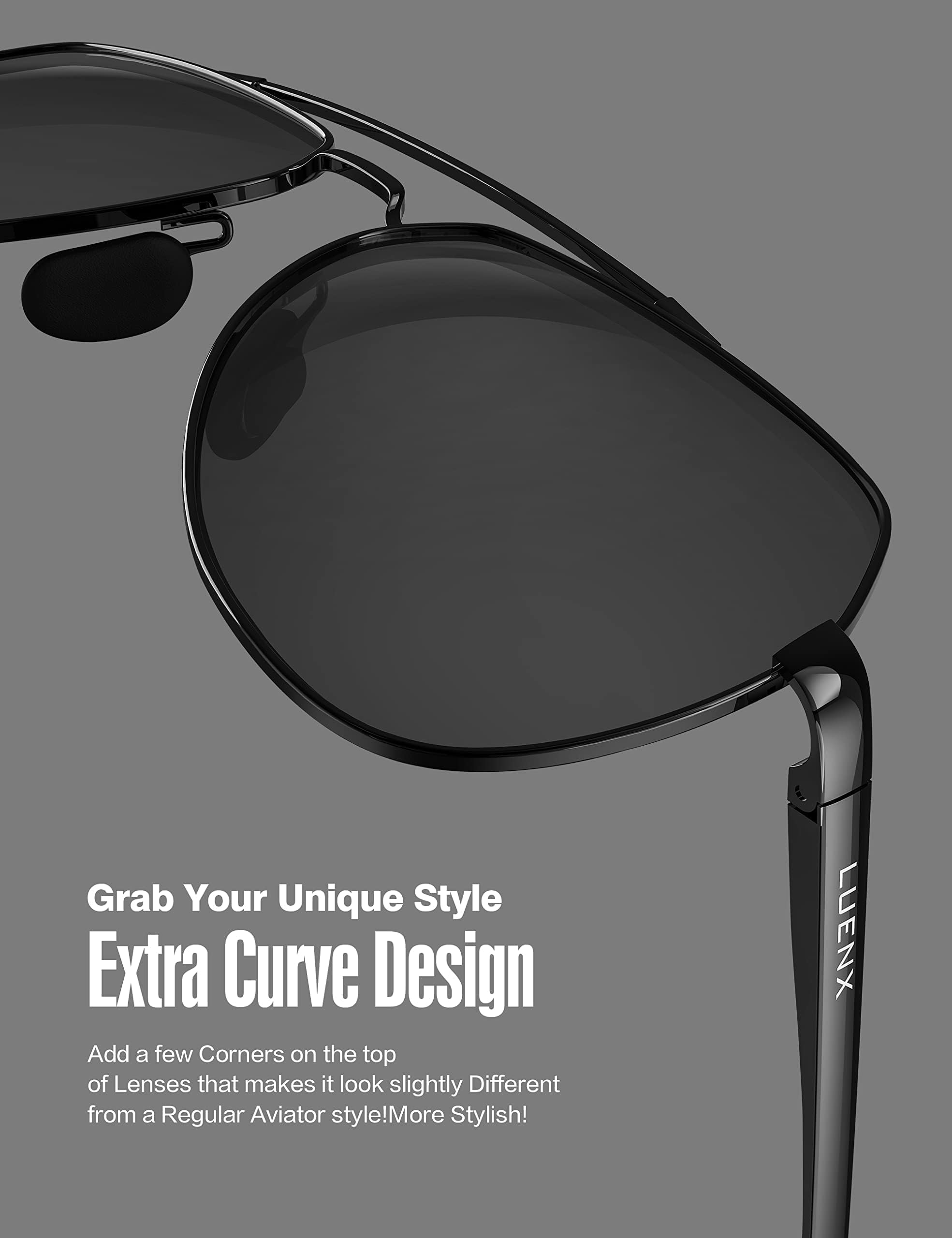 LUENX Aviator Sunglasses for Women Men Polarized Lens with Accessories - UV 400 Protection 60MM