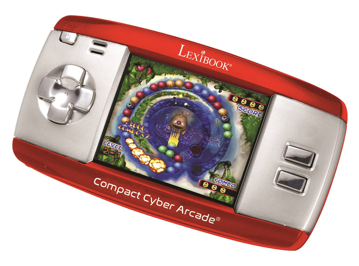 Lexibook Compact Cyber Arcade Portable Gaming Console, 250 Games, LCD, Red