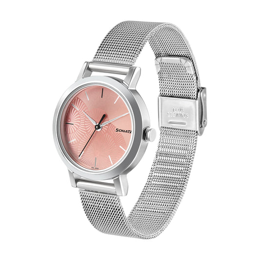 Sonata Pink Dial Analog Watch for Women-NR8174SM02