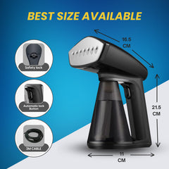 Tajir Ul Jadeed Clothes Steamer, 1640-Watt Garment Steamer, Quick Heat-Up Steam Iron with 260ML Detachable Water Tank, Lightweight Travel Steamer, Portable Iron for Fabric and Clothes (HY-168)