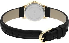 Timex Easy Reader Women's 25 mm Leather Strap Date Window Watch - Black/Goldtone