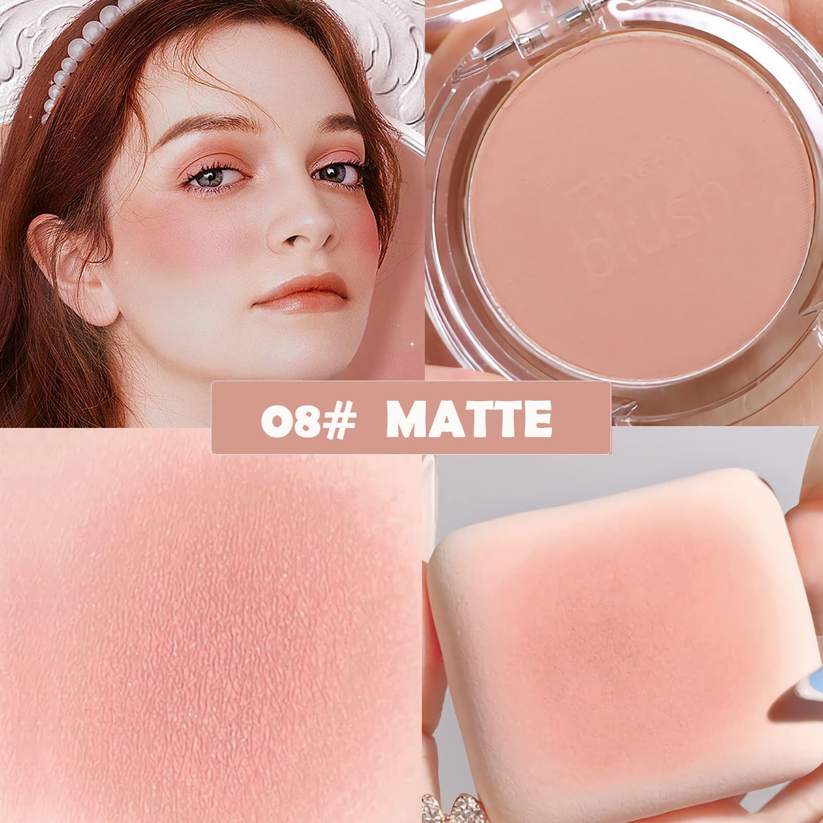 Excefore Blush Powder Makeup, Matte Blush Natural Glow Blush Lightweight Smooth Long-lasting