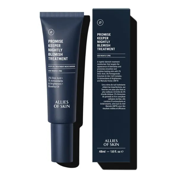 Allies of Skin Promise Keeper Blemish Sleeping Facial, Night Cream Moisturizer Treatment. Dioic + Mandelic + Lactic Acid, Manuka Honey, Rosehip Oil. Hydrates & Refines Skin, 1.7 oz