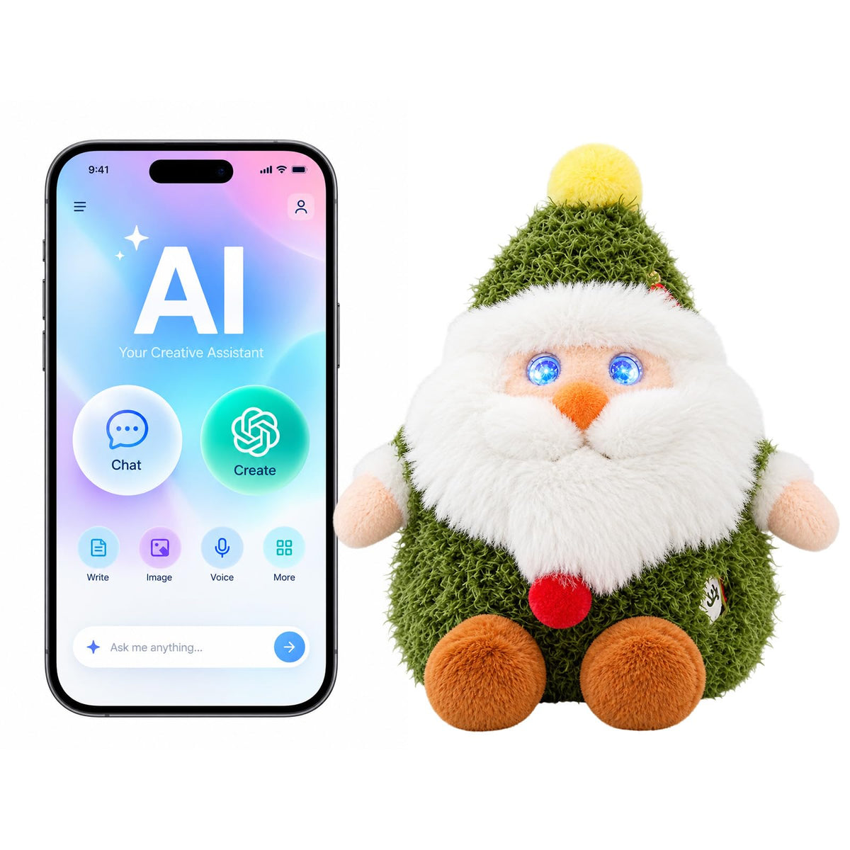 Dracey AI Interactive Companion Santa Claus Plush, Real-Time AI Conversation, No Member Recharge After Purchase, Educational AI Learning Companion, for Bedtime Stories Play Emotional Comfort