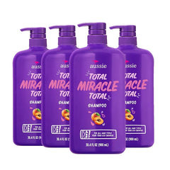 Aussie Total Miracle 7 Benefit Shampoo for Dry, Damaged Hair of All Types, Paraben-Free, 30.4 fl oz, 4-Pack
