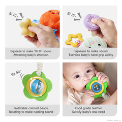 Baby Vegetable Hanging Rattle - Soft Plush Rattle Toy with Sound & Colors | Clip-on Pram Pushchair Sensory Toy for Newborns 6-12 Months