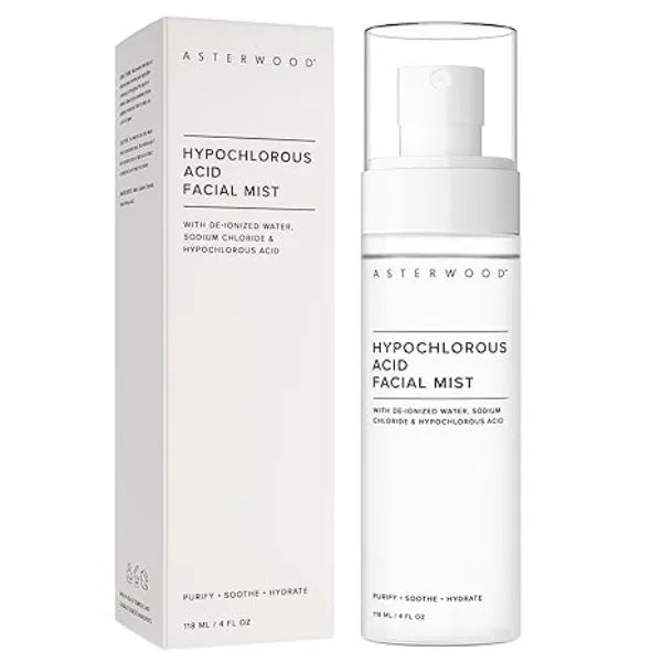 Asterwood Hypochlorous Acid Spray for Face Targets Acne, Redness, Irritation Multi Purpose Skin Repair Antibacterial, Antimicrobial After Gym/Post Workout Facial Mist 4 Fl Oz