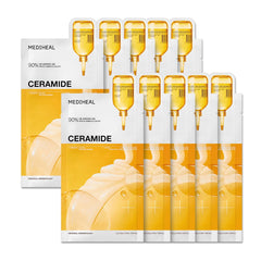 Mediheal Ceramide Essential Mask With 24-Hour Moisturizing Lasting Effect I 10 Sheets | Target Visible Fine Lines And Restore Your Skin's Natural Softness & Suppleness