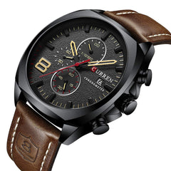 CURREN Quartz Watches for Men's Original Brand Multi-function Calendar style Waterproof Boys Leather Wrist Watch 8324 - Brown black