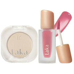 Laka Lid & Lip Duo Mono Eyeshadow #908 Vanilla & Fruity Glam Lip Tint #134 Peaches