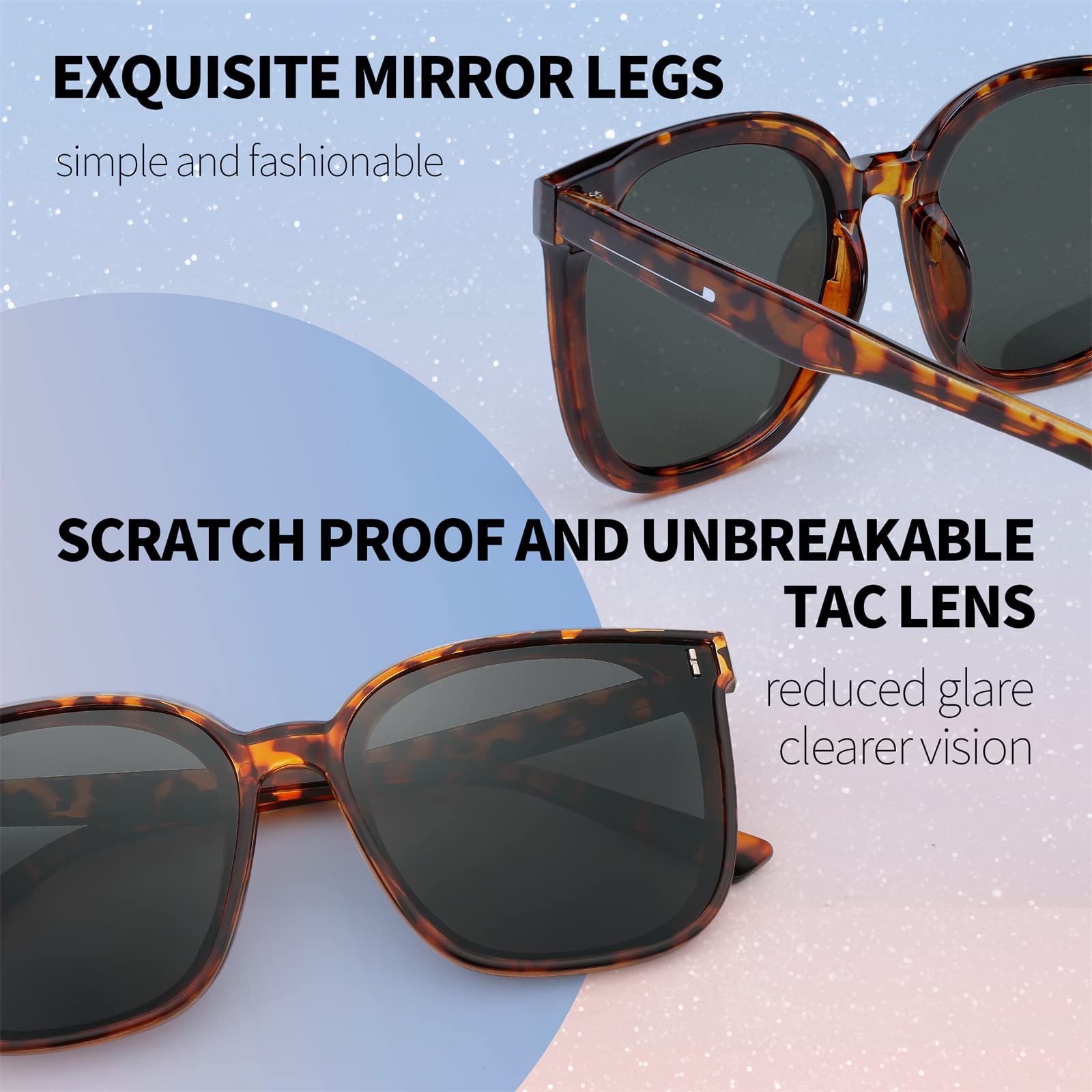 FEISEDY Women Oversized Vintage Polarized Sunglasses Square Cute Trendy Classic Simple Men B2758