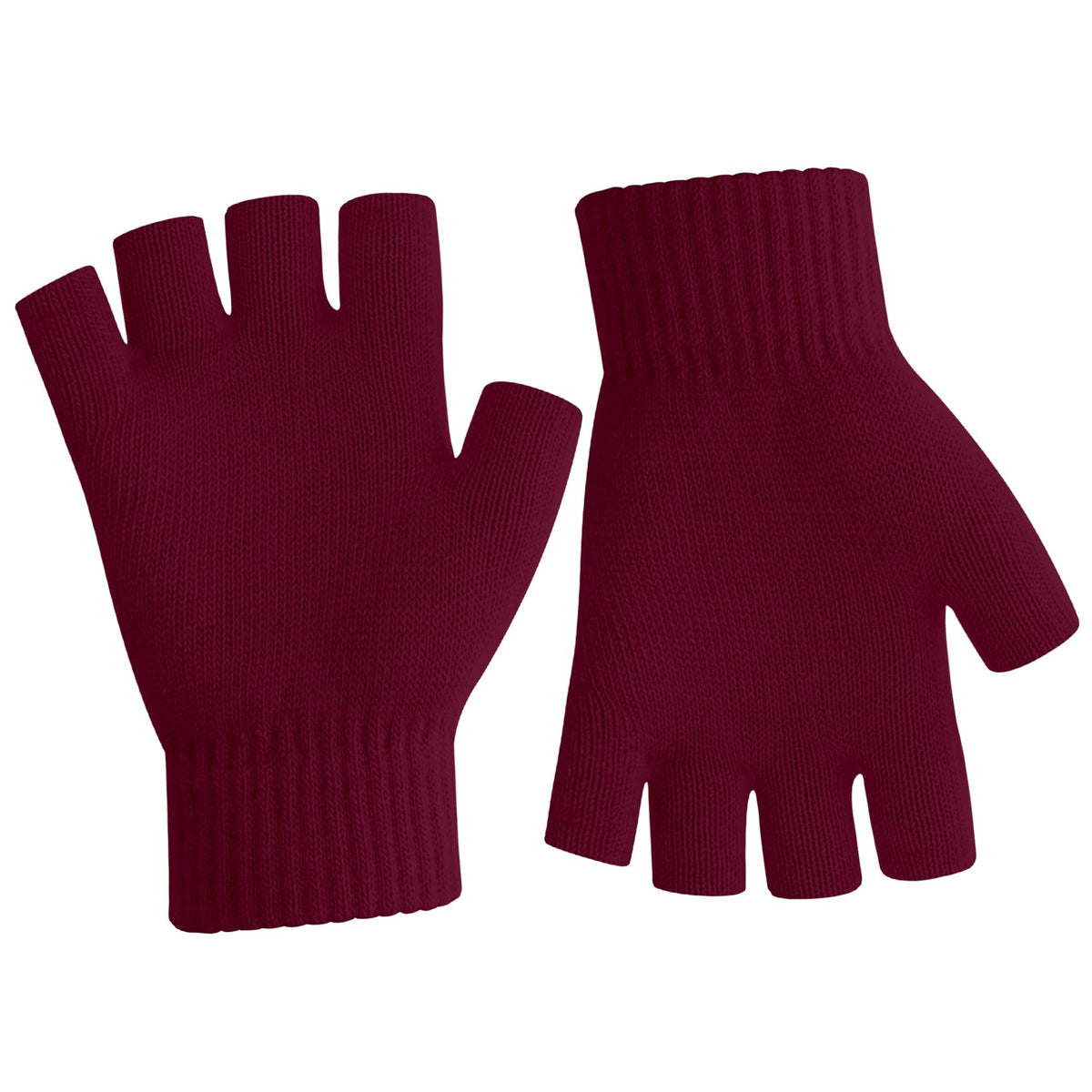 Fingerless Gloves for Women Men Winter Fingerless Mittens for Women Men Warm Knitted Gloves Typing Half Finger Gloves - Wine Red