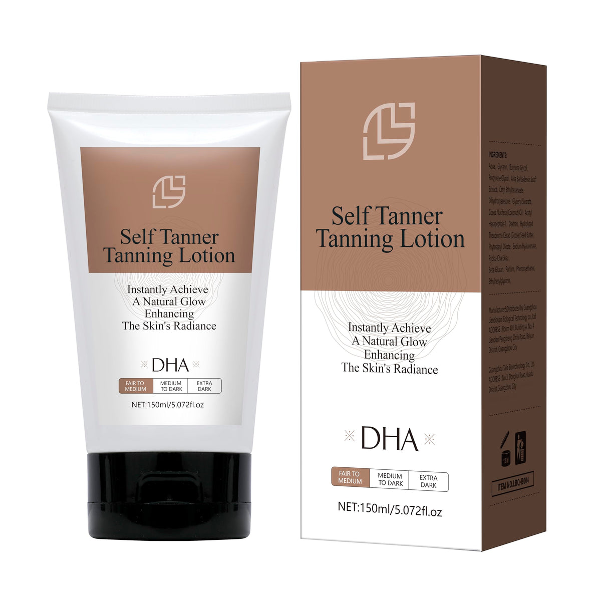 Sunless Tanning Lotion for Body, Instant, Natural & Safe Self Tanner 150g
