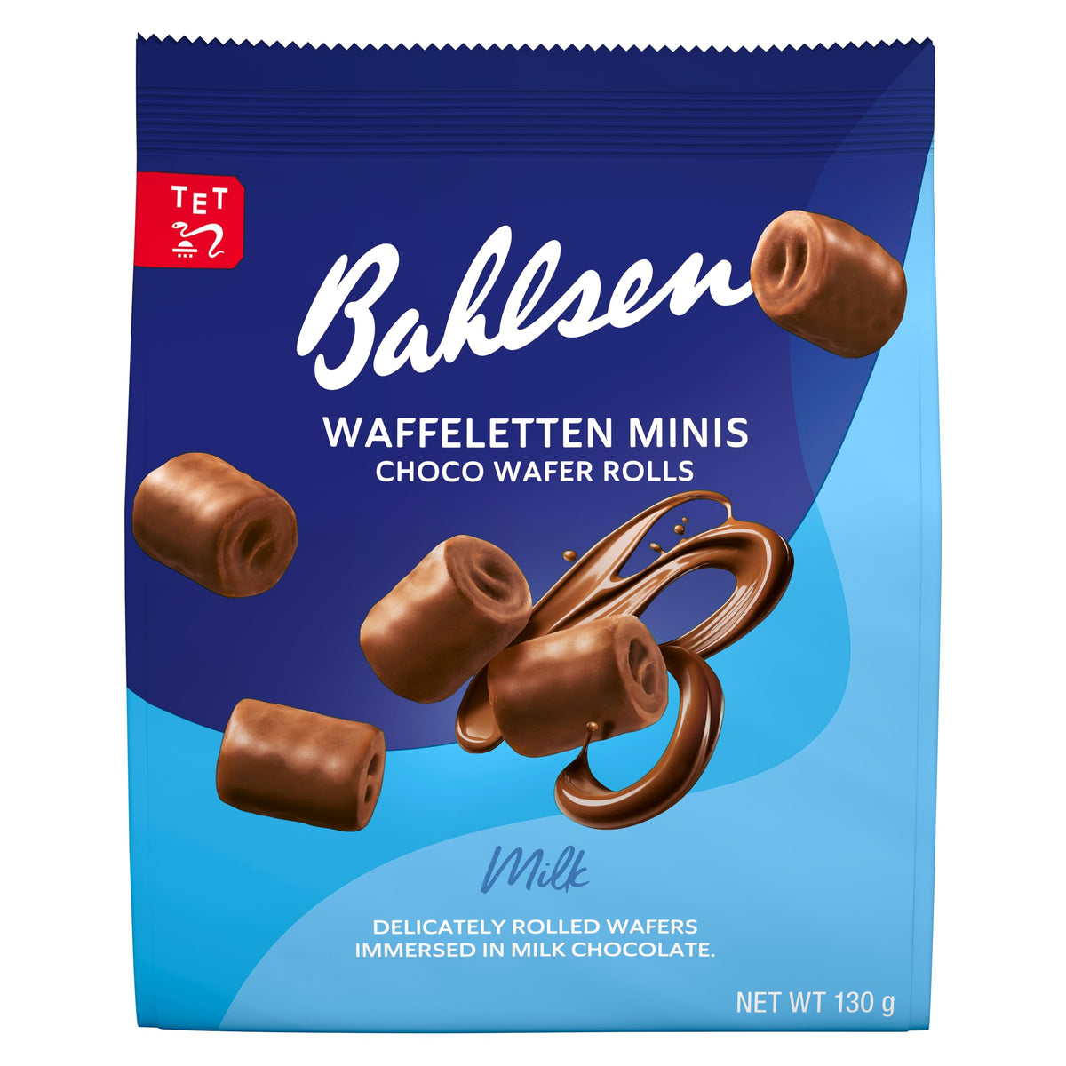 Bahlsen Waffeleten Minis Choco Wafer Rolls, Soft, Crispy Layers - 130g