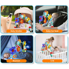 Masroo Adjustable Arch Bassinet Toys for Infant & Toddlers, Stroller Arch, Baby Crib Toys with Fascinating Toys for Stimulating Baby’s Senses and Developing Motor Skills