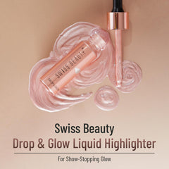 SWISS BEAUTY Drop & Glow Liquid Highlighter For Face Makeup | Illuminating Liquid Highlighter With Dewy Finish | Shade -Light Brown, 18Ml|