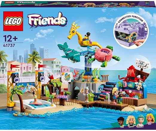 LEGO 41737 Friends Beach Amusement Park, Fun Fair Advanced Building Set with Technic Elements, Toys for 12 Plus year old Kids and Teenagers with Dolphin, Turtle, Seahorse Merry-Go-Round & Wave Machine