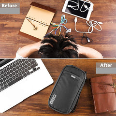 Bhuuno Acoki Travel Carry Bag,Electronic Accessories Thicken Cable Organizer Bag Portable Case for Hard Drives, Cables, Black(S)