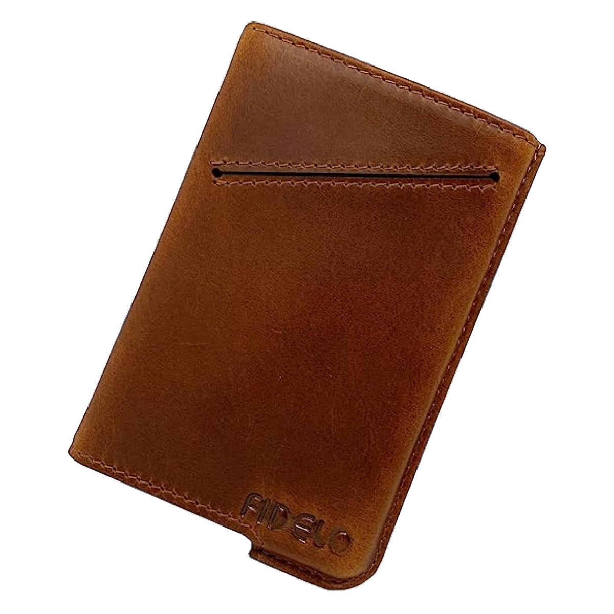 Fidelo Minimalist Wallet for Men - Slim Credit Card Holder RFID Mens Wallets with Magnetic Money Clip - Toasted Chestnut Case