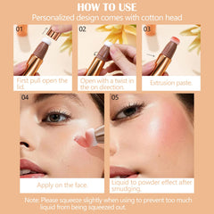 DAGEDA Blush Beauty Women Wand, Matte Liquid Cheek Blusher, Smooth Creamy Liquid Blush Stick with Soft Cushion Applicator, Waterproof Blendable Natural Face Blush Makeup Pen, 0.53oz (#02)