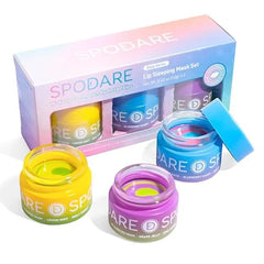 SPODARE 3-in-1 Dual Color Sleeping Lip Mask Set Blueberry, Grape and Lemon, Hydration & Repair for Dry Cracked Lips, Infused with Vitamin C, Lip Moisturizer for Nourishing Lips, 1.26 Fl Oz