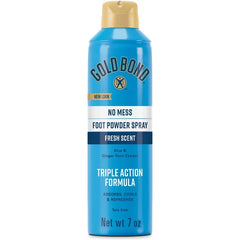 Gold Bond No Mess Talc Free Foot Powder Spray, Fresh Scent, With a Triple Action Formula 7 oz.