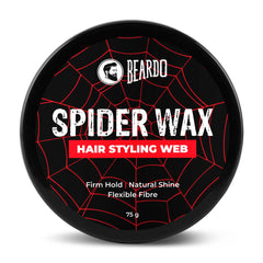 Beardo Spider Wax Hair Styling Web 75g | Web Effect, Texture, Volume, Sculpting, Flexible | Strong Hold, Natural Shin,e Long-lasting