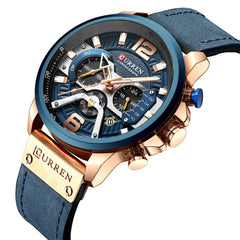 CURREN Herren-Armbanduhr, Quarz, analog, Kalender, Armbanduhr fr Herren, modische wasserdichte Armbanduhr mit Lederband - multi