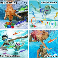 AM ANNA 26 PCS Diving Toy for Pool Use Underwater Swimming/Diving Pool Toy Rings, Toypedo Bandits,Stringy Octopus and Diving Fish with Under Water Treasures Gift Set Bundle