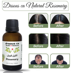 Drsous Ca Organic Rosemary Essential Oil 30ml | 100% Pure Cold Pressed Rosemary Oil for Hair Growth, Skin care | Natural Hair Serum for Dry Damaged Hair Treatment | Made in Palestine