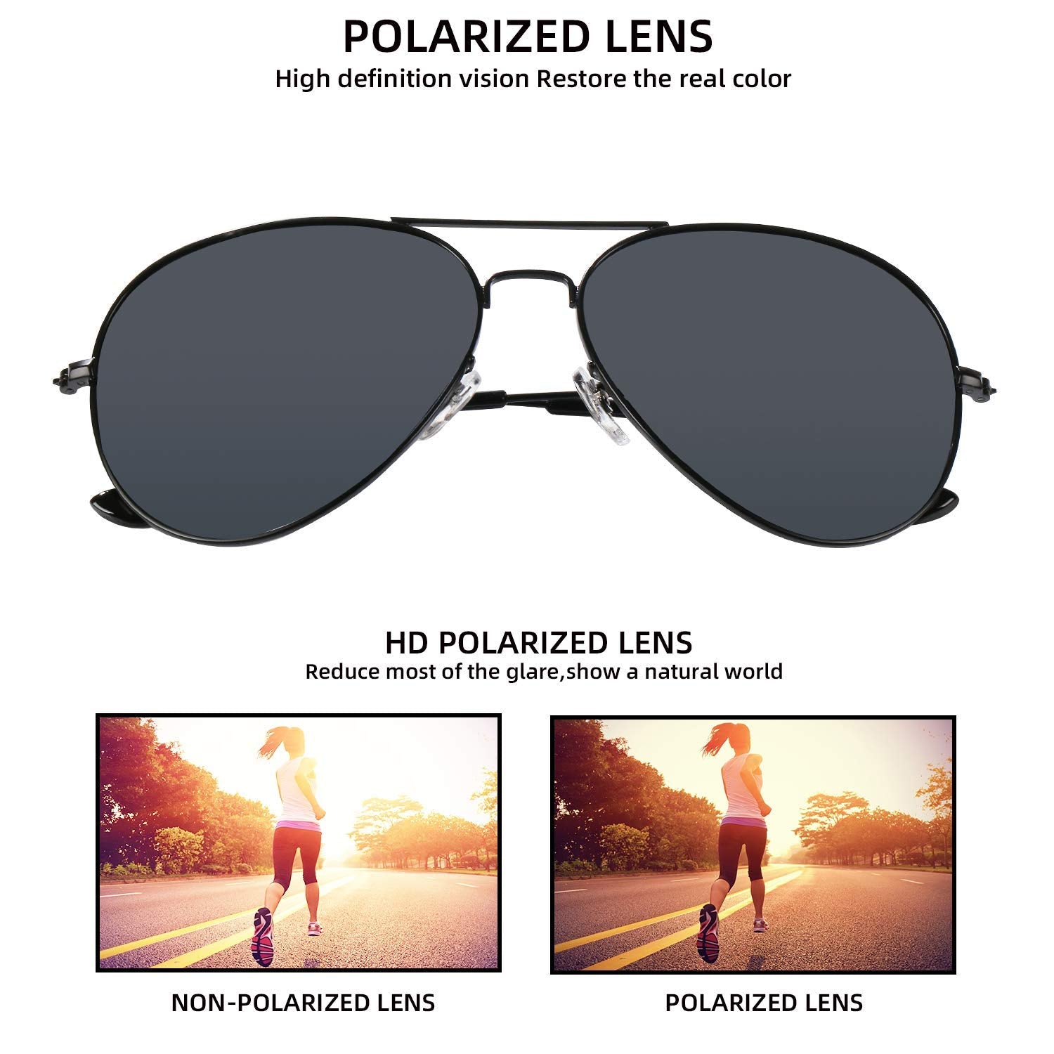Bio-th Polarized Aviator Sunglasses for Womens Men Driving UV Protection Metal Mirror Frame trendy lentes de sol hombre