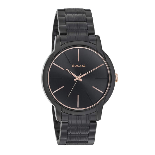 Sonata Beyond Gold Analog Black Dial Men's Watch-NN77031KM04/NP77031KM04