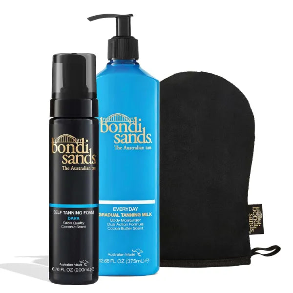 Bondi Sands Tan + Maintain Kit | Includes Dark Self Tanning Foam, Mitt, and Everyday Gradual Tanning Milk for a Long-Lasting Tan