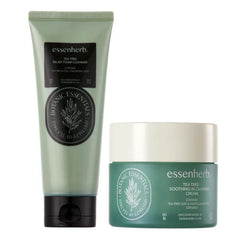 ESSENHERB Tea Tree Foam Cleanser (5.07 fl oz) Tea Tree Soothing In Calming Cream (2.70 fl oz)