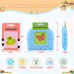 Talking Flash Cards Learning Toys for Toddlers 1-6 Year Old,British English, 224 Words, Audible Educational Toys, Preschool Learning Resource Electronic Interactive Toy Birthday Gifts for Kids-Blue