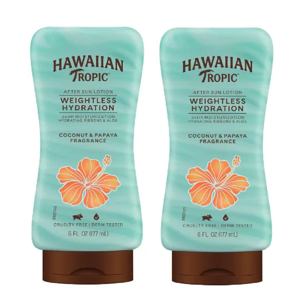 Hawaiian Tropic Weightless Hydration After Sun Lotion with Aloe, 6 Fl Oz (Pack of 2)