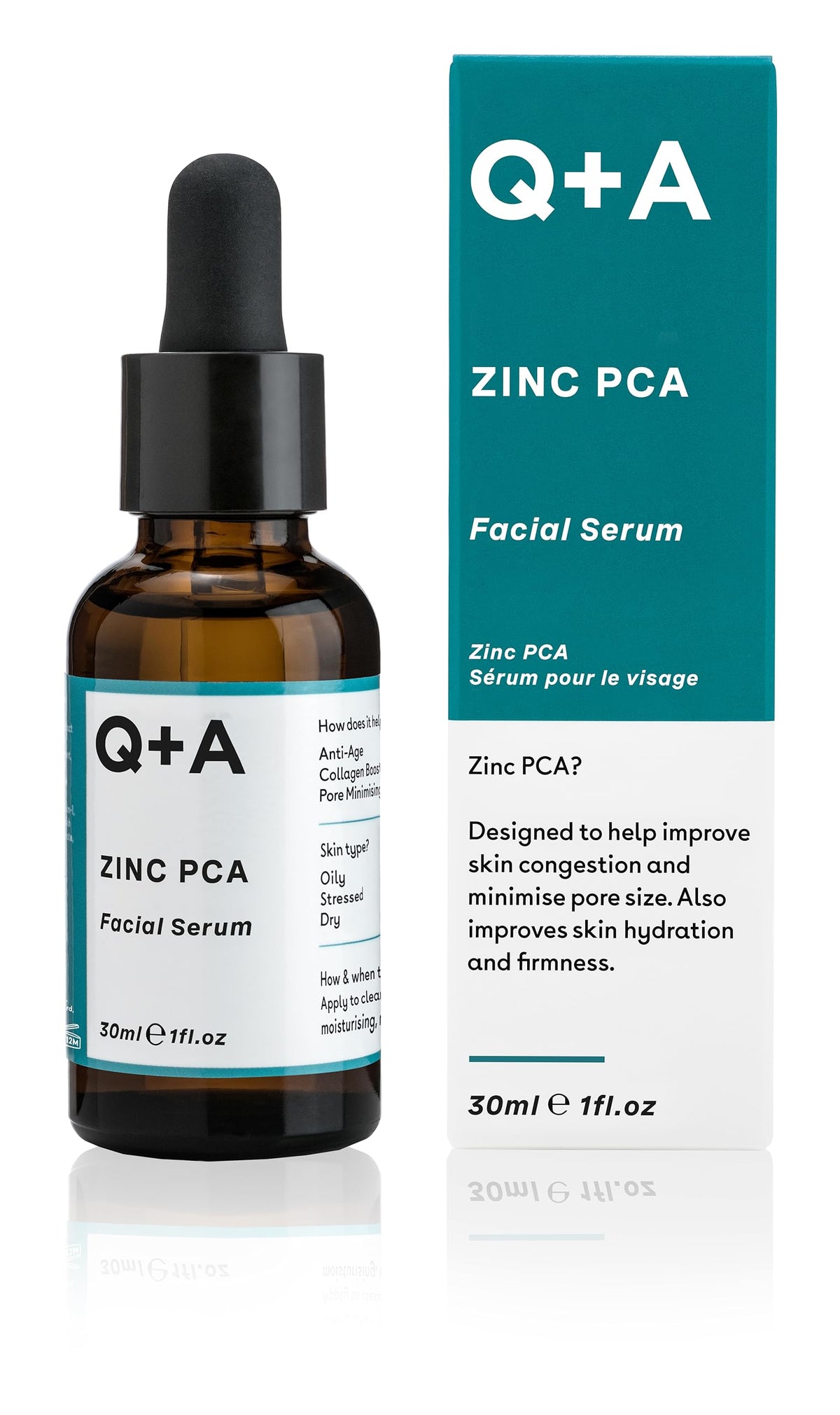 Q+A Zinc PCA Facial Serum | 30ml | Pore Minimizing & Oil Balancing | Enhances Cell Turnover | Anti-Aging | Vegan & Cruelty-Free