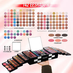 UNIFULL MISS ROSE M Professional Makeup Kit for Women Full Kit,kit de maquillaje,All In One Makeup Gift Set for Teens,Include 142 Color Eyeshadow 3 Color Blush 3 Color Eyebrow Powder
