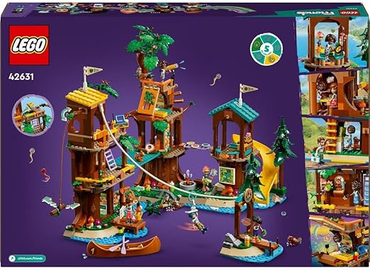 LEGO Friends Adventure Camp Tree House Set, Camping Playset Toy for 8 Plus Year Old Girls and Boys, with 5 Mini-Dolls and 5 Animal Figures, Birthday Gift Idea for Kids 42631