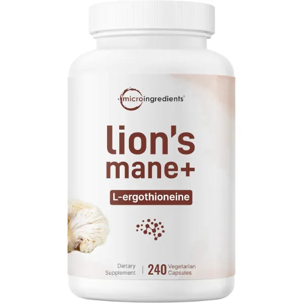Micro Ingredients Lion’s Mane Mushroom Extract with L-Ergothioneine, 240 Veggie Capsules, 4 Month Supply | Non-GMO
