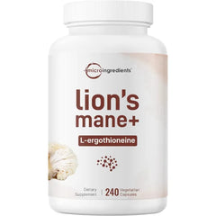 Micro Ingredients Lion’s Mane Mushroom Extract with L-Ergothioneine, 240 Veggie Capsules, 4 Month Supply | Non-GMO