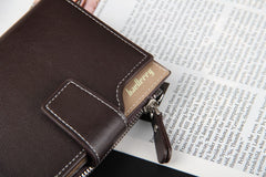 Baellerry Casual Zipper leather Short Wallet for men, Black