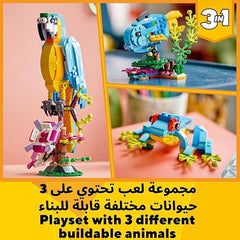 LEGO 31136 Creator 3 in 1 Exotic Parrot to Frog to Fish Animal Figures Building Toy, Creative Toys for Kids Aged 7 and up