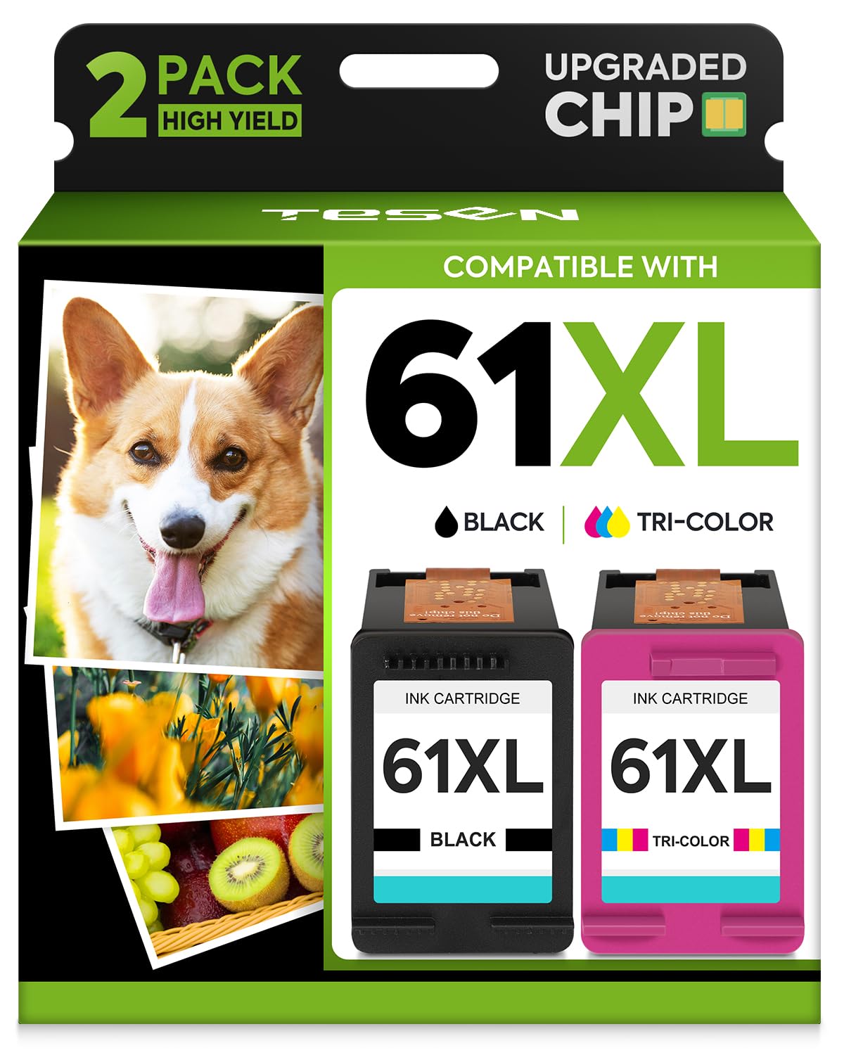 TESEN 61XL Ink Cartridges Black Color Replacement for HP61 HP61XL HP 61 Ink Cartridge Combo Pack for 5530 4500 2620 4630 2540 4502 3050 1510 4632 4501 2542 2514 3510 4635 3050a 5535 4610 1000 1010 Printer