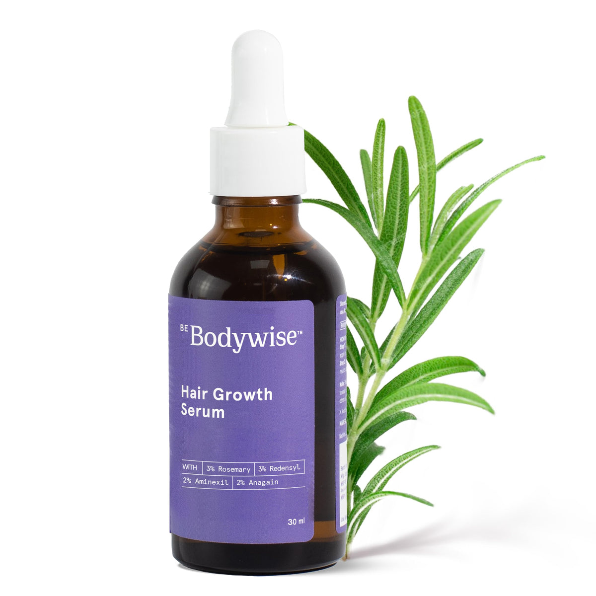 Be Bodywise 3% Rosemary Hair Serum | With 3% Redensyl, 2% Aminexil, & 2% Anagain | For Thicker & Stronger Hair | Prevents Hair Fall & Stimulates Hair Follicles | For All Hair Types | 30ml