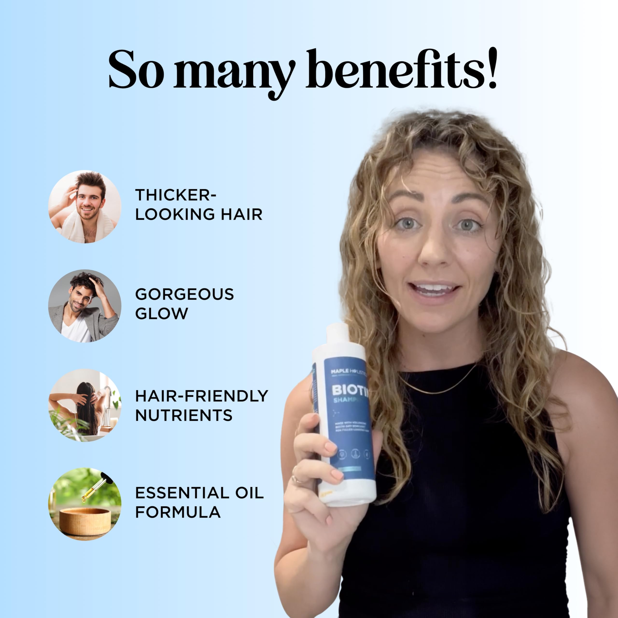 Shampoo for Thinning Hair and Hair Loss - Volumizing Biotin Shampoo for Hair Growth with Rosemary Argan Oil and Evening Primrose Oil - (236 ml (Pack of 1)) (273 mL)