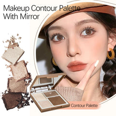 Contour Palette Bronzer Powder - 2 In 1 Matte Shimmer Highlighter Makeup - Contouring & Highlighting Makeup - Long Lasting Oil Control Bronzer Powder & Highlighter - Highly Pigmented Face Make-up